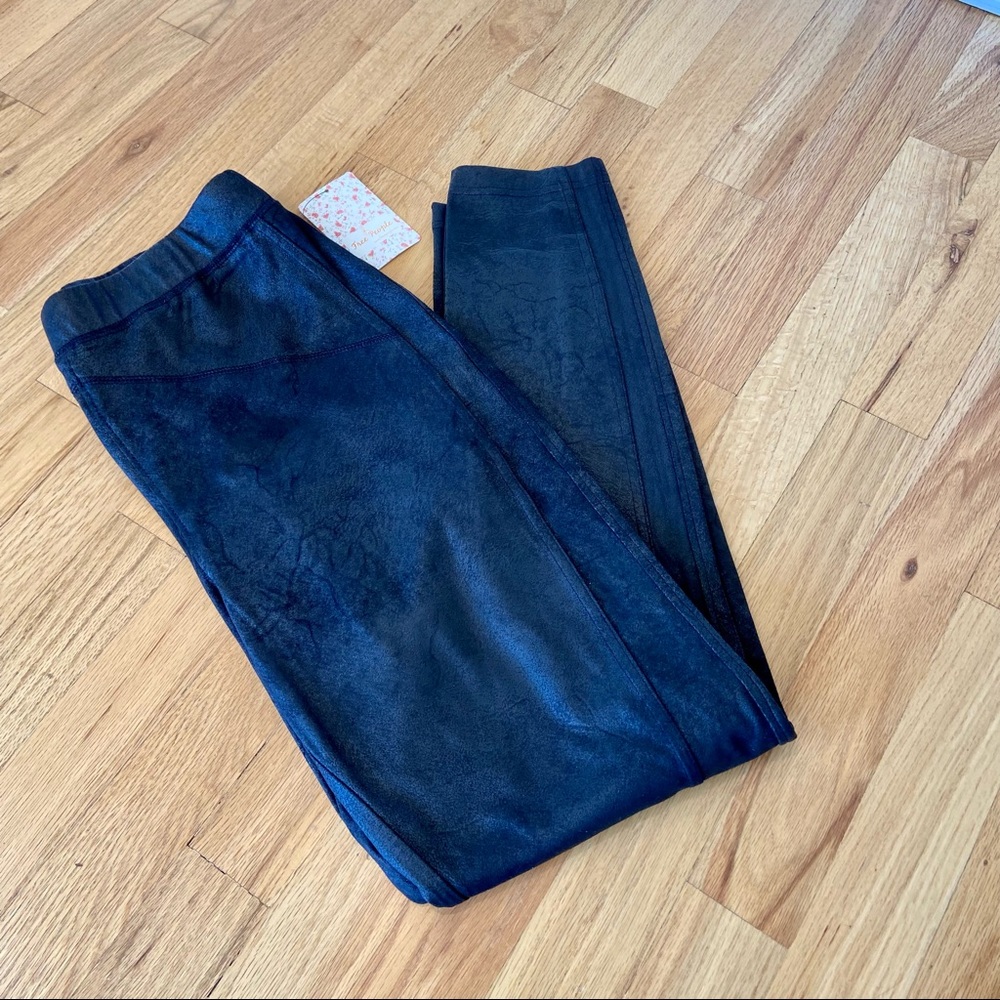 Midnight Faux-Suede Skinny Pants
